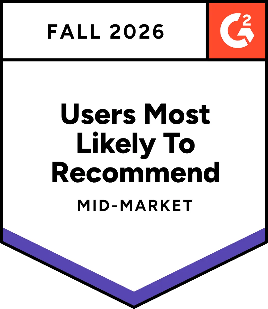 G2 Fall 2026 Users Most Likely To Recommend Mid-Market